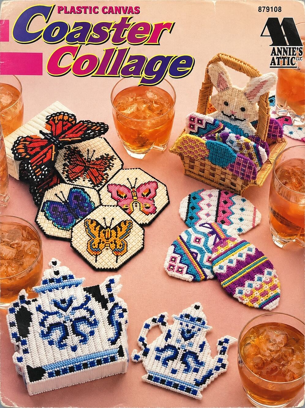 Annie’s Attic Plastic Canvas Coaster Collage 7 & 10 Mesh Patterns